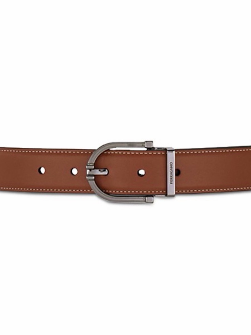 Ferragamo Double Sided Adjustable Leather Belt Size 36 In/90 Cm Cognac